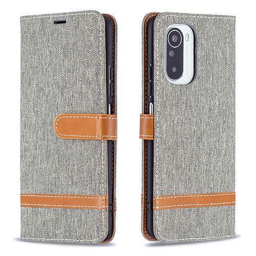 Leather Case Stands Flip Cover Holder B16F for Xiaomi Mi 11X Pro 5G Gray