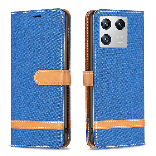 Leather Case Stands Flip Cover Holder B16F for Xiaomi Mi 13 5G Blue