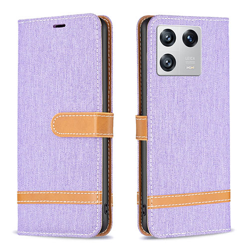 Leather Case Stands Flip Cover Holder B16F for Xiaomi Mi 13 5G Clove Purple