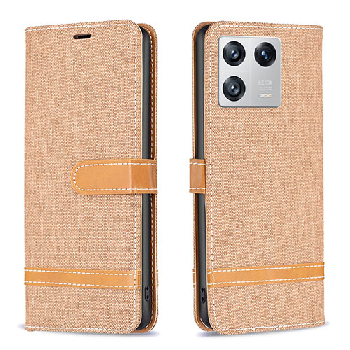 Leather Case Stands Flip Cover Holder B16F for Xiaomi Mi 13 5G Gold