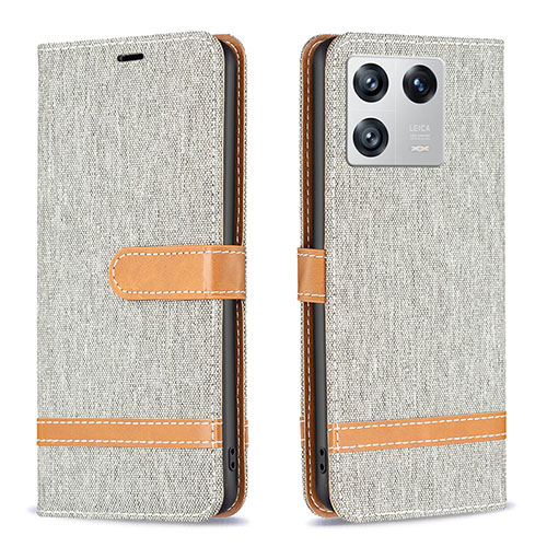 Leather Case Stands Flip Cover Holder B16F for Xiaomi Mi 13 Pro 5G Gray