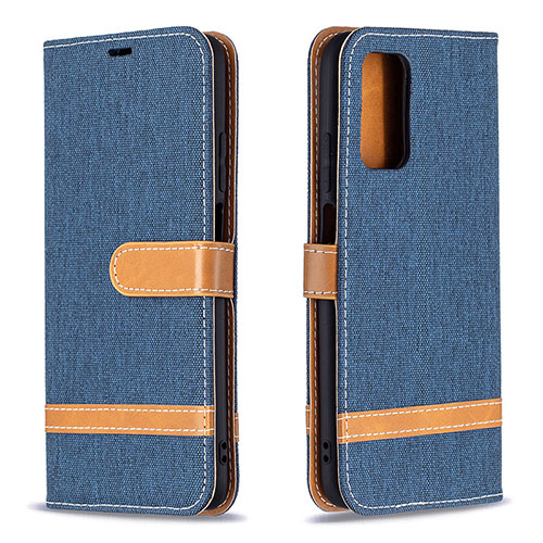Leather Case Stands Flip Cover Holder B16F for Xiaomi Poco M3 Navy Blue