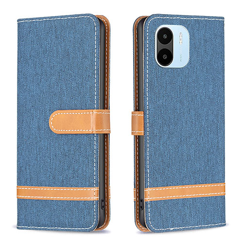 Leather Case Stands Flip Cover Holder B16F for Xiaomi Redmi A1 Blue