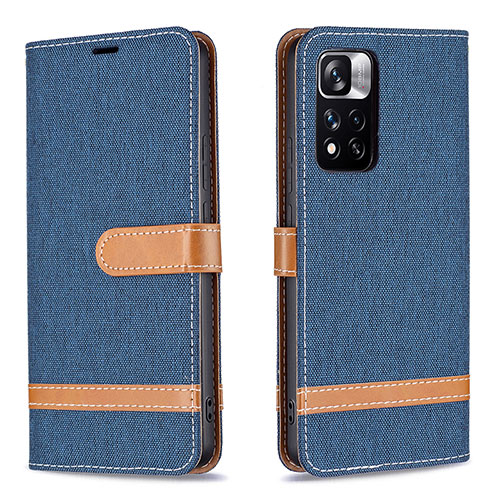 Leather Case Stands Flip Cover Holder B16F for Xiaomi Redmi Note 11 Pro+ Plus 5G Navy Blue