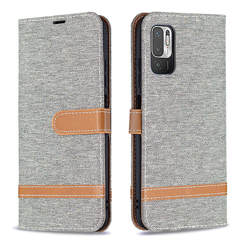 Leather Case Stands Flip Cover Holder B16F for Xiaomi Redmi Note 11 SE 5G Gray