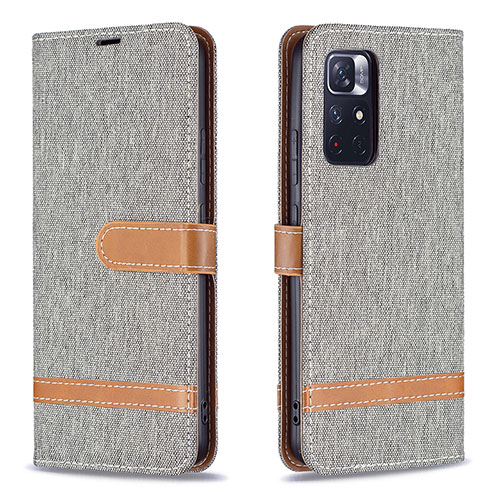 Leather Case Stands Flip Cover Holder B16F for Xiaomi Redmi Note 11S 5G Gray