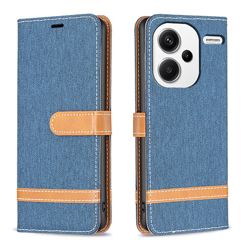 Leather Case Stands Flip Cover Holder B16F for Xiaomi Redmi Note 13 Pro+ Plus 5G Sky Blue