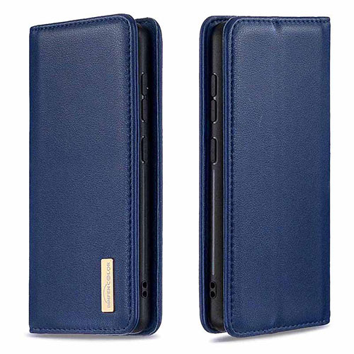 Leather Case Stands Flip Cover Holder B17F for Samsung Galaxy A20 Blue
