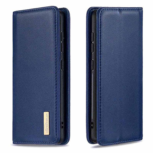 Leather Case Stands Flip Cover Holder B17F for Samsung Galaxy M40S Blue