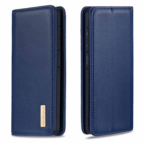 Leather Case Stands Flip Cover Holder B17F for Samsung Galaxy S20 Blue