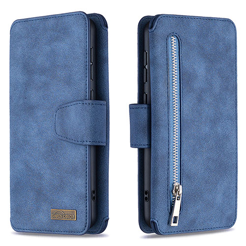 Leather Case Stands Flip Cover Holder B18F for Samsung Galaxy A30S Blue