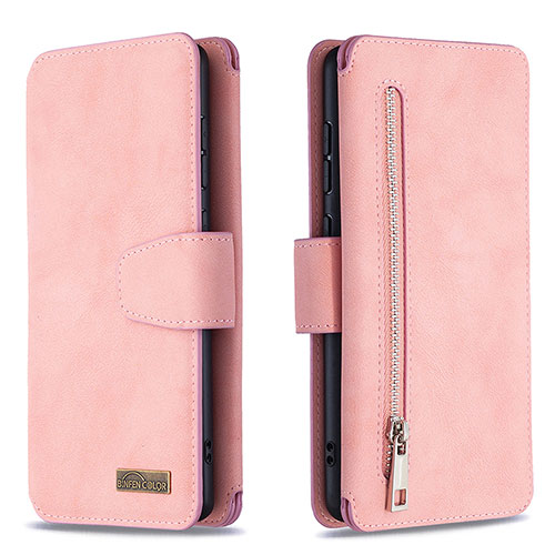 Leather Case Stands Flip Cover Holder B18F for Samsung Galaxy A71 5G Rose Gold