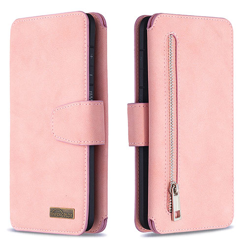 Leather Case Stands Flip Cover Holder B18F for Samsung Galaxy S20 Plus 5G Rose Gold