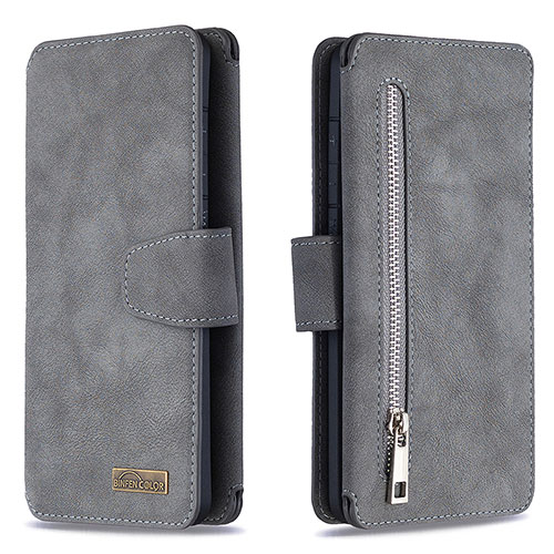 Leather Case Stands Flip Cover Holder B18F for Samsung Galaxy S20 Ultra 5G Gray