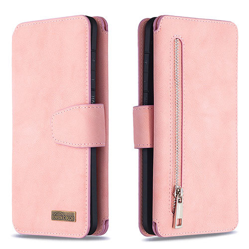 Leather Case Stands Flip Cover Holder B18F for Samsung Galaxy S20 Ultra 5G Rose Gold