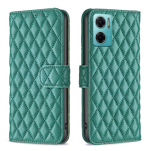 Leather Case Stands Flip Cover Holder B19F for Xiaomi Redmi 10 Prime Plus 5G Green