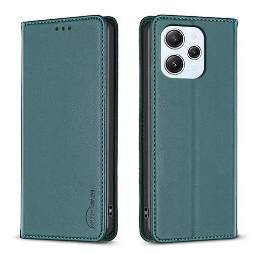Leather Case Stands Flip Cover Holder B22F for Xiaomi Redmi 12 4G Green