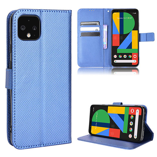 Leather Case Stands Flip Cover Holder BY1 for Google Pixel 4 XL Blue