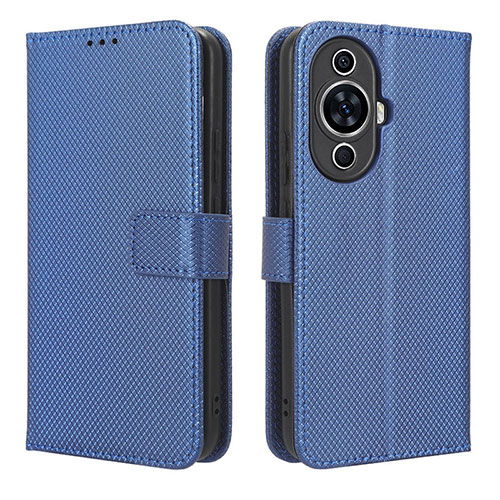 Leather Case Stands Flip Cover Holder BY1 for Huawei Nova 11 Pro Blue