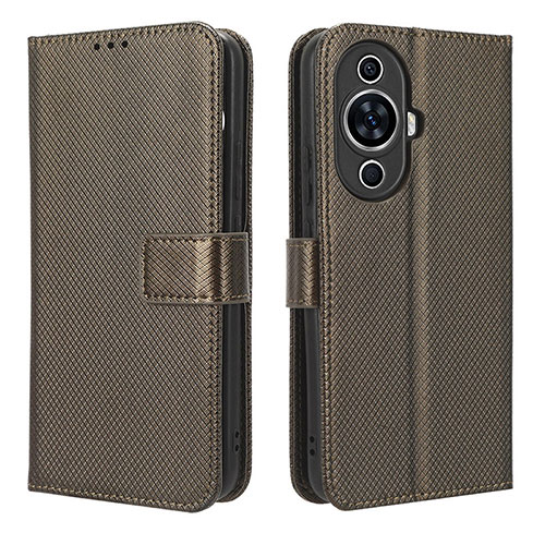 Leather Case Stands Flip Cover Holder BY1 for Huawei Nova 11 Pro Brown