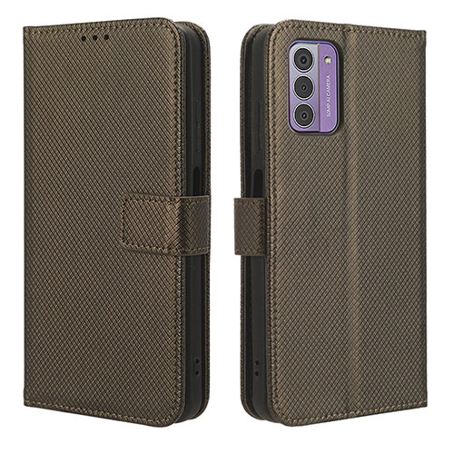 Leather Case Stands Flip Cover Holder BY1 for Nokia G310 5G Brown