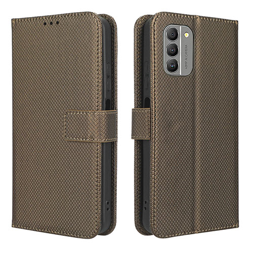 Leather Case Stands Flip Cover Holder BY1 for Nokia G400 5G Brown