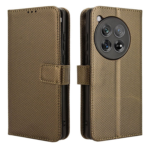 Leather Case Stands Flip Cover Holder BY1 for OnePlus Ace 3 5G Brown