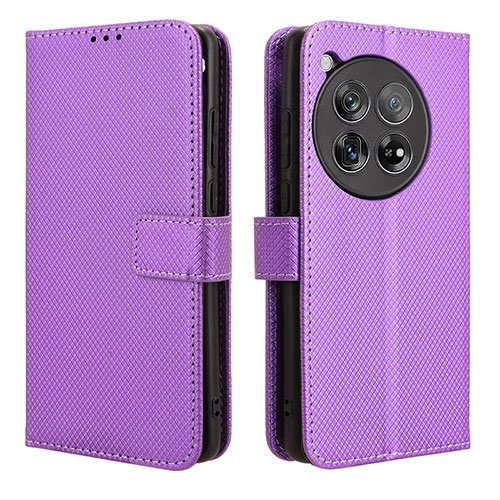 Leather Case Stands Flip Cover Holder BY1 for OnePlus Ace 3 5G Purple