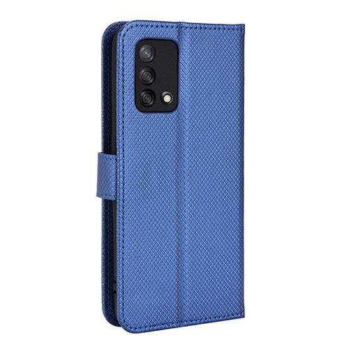 Leather Case Stands Flip Cover Holder BY1 for Oppo A74 4G Blue
