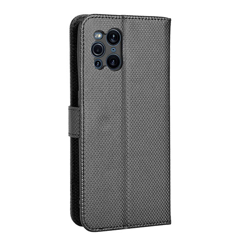 Leather Case Stands Flip Cover Holder BY1 for Oppo Find X3 Pro 5G Black
