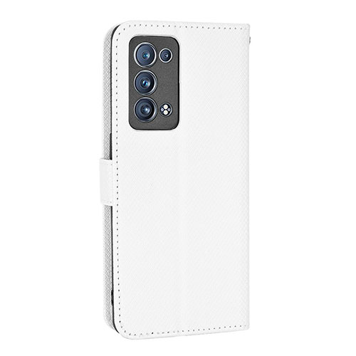 Leather Case Stands Flip Cover Holder BY1 for Oppo Reno6 Pro+ Plus 5G White