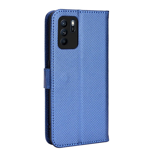 Leather Case Stands Flip Cover Holder BY1 for Oppo Reno6 Z 5G Blue