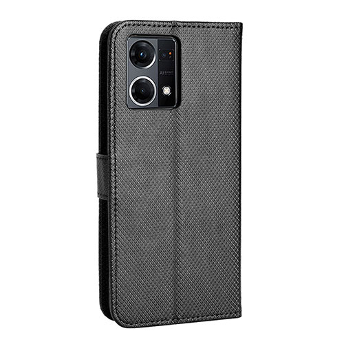 Leather Case Stands Flip Cover Holder BY1 for Oppo Reno7 4G Black