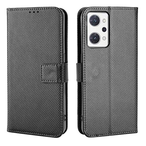 Leather Case Stands Flip Cover Holder BY1 for Oppo Reno7 A Black