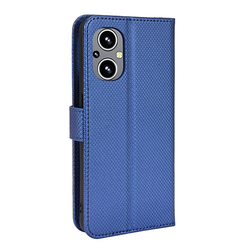 Leather Case Stands Flip Cover Holder BY1 for Oppo Reno8 Lite 5G Blue