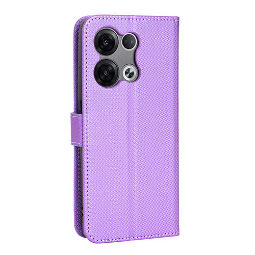 Leather Case Stands Flip Cover Holder BY1 for Oppo Reno8 Pro 5G Purple
