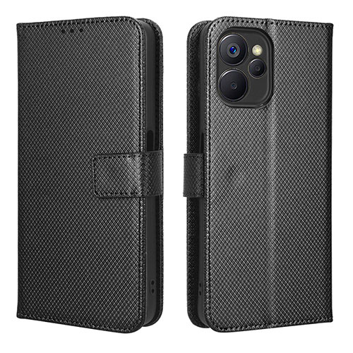 Leather Case Stands Flip Cover Holder BY1 for Realme 9i 5G Black