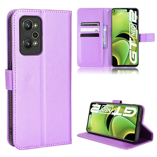 Leather Case Stands Flip Cover Holder BY1 for Realme GT Neo 3T 5G Purple