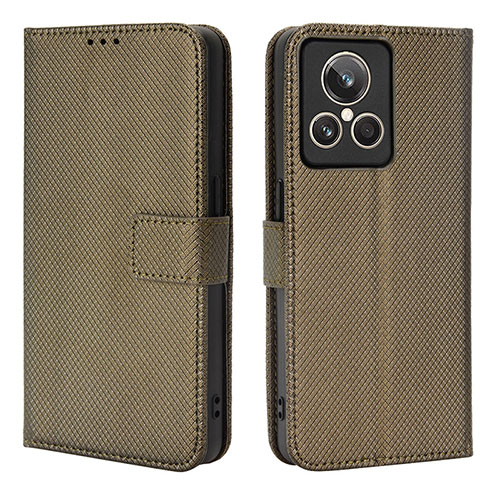 Leather Case Stands Flip Cover Holder BY1 for Realme GT2 Master Explorer Brown