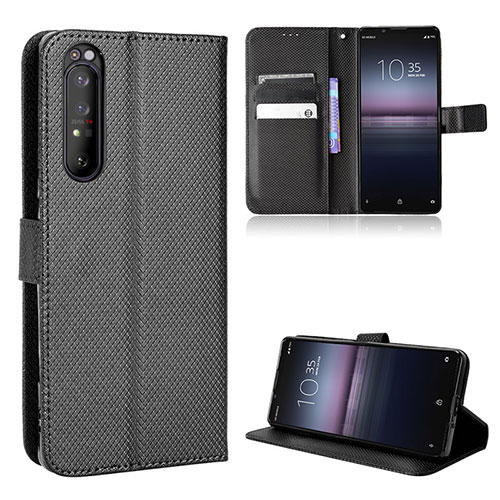 Leather Case Stands Flip Cover Holder BY1 for Sony Xperia 1 II Black