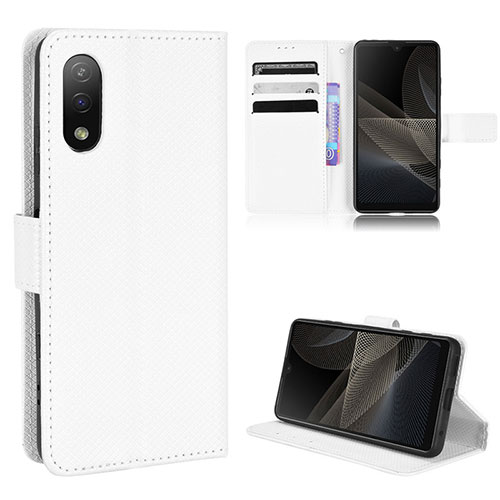 Leather Case Stands Flip Cover Holder BY1 for Sony Xperia Ace II White
