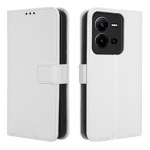 Leather Case Stands Flip Cover Holder BY1 for Vivo V25 5G White