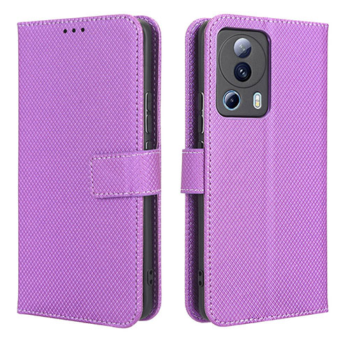 Leather Case Stands Flip Cover Holder BY1 for Xiaomi Mi 12 Lite NE 5G Purple