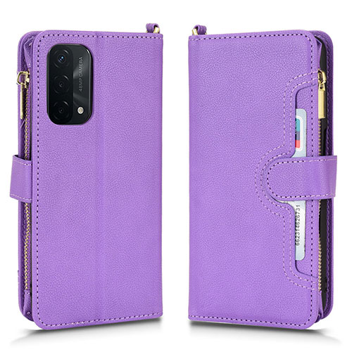 Leather Case Stands Flip Cover Holder BY2 for OnePlus Nord N200 5G Purple