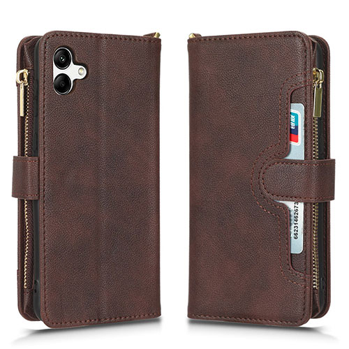 Leather Case Stands Flip Cover Holder BY2 for Samsung Galaxy A04E Brown