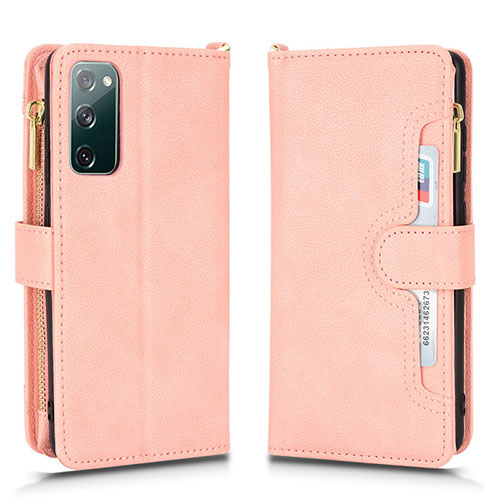 Leather Case Stands Flip Cover Holder BY2 for Samsung Galaxy S20 FE (2022) 5G Rose Gold