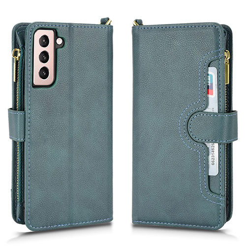 Leather Case Stands Flip Cover Holder BY2 for Samsung Galaxy S22 5G Green