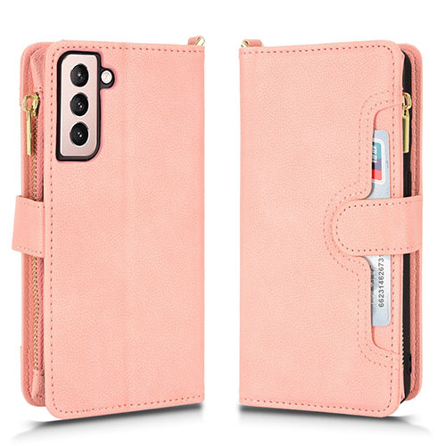Leather Case Stands Flip Cover Holder BY2 for Samsung Galaxy S23 Plus 5G Rose Gold