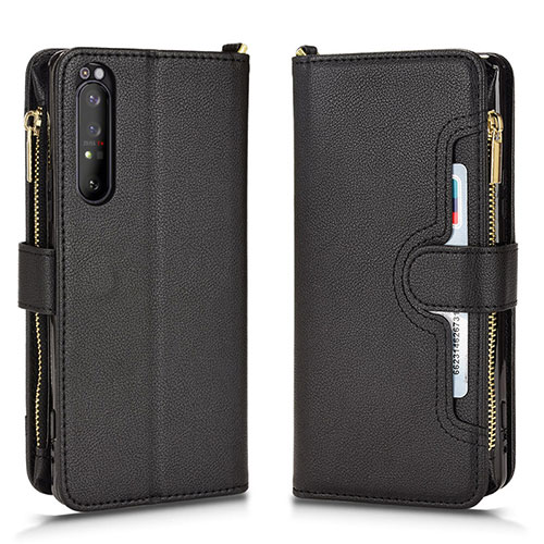 Leather Case Stands Flip Cover Holder BY2 for Sony Xperia 1 II Black