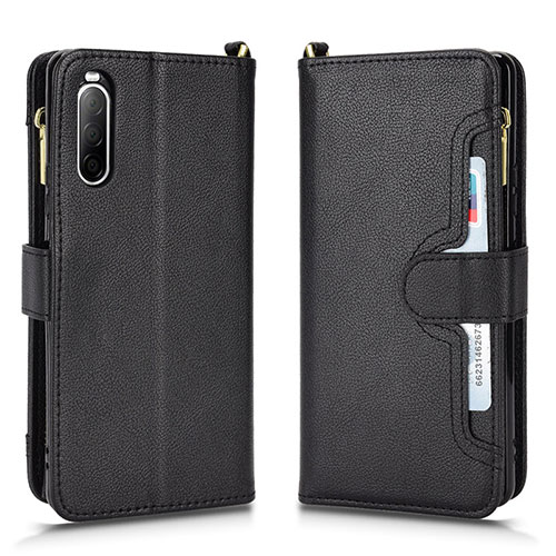 Leather Case Stands Flip Cover Holder BY2 for Sony Xperia 10 II Black